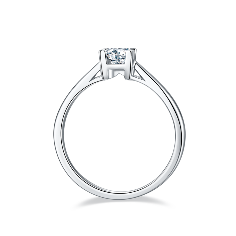 直臂HW字母S925银镀白金MoissaniteWomen's Ring50分D级
